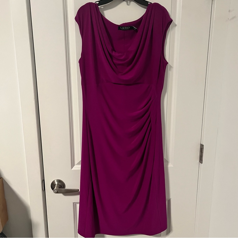 Lauren by Ralph Lauren, ruched, cap sleeved cocktail dress